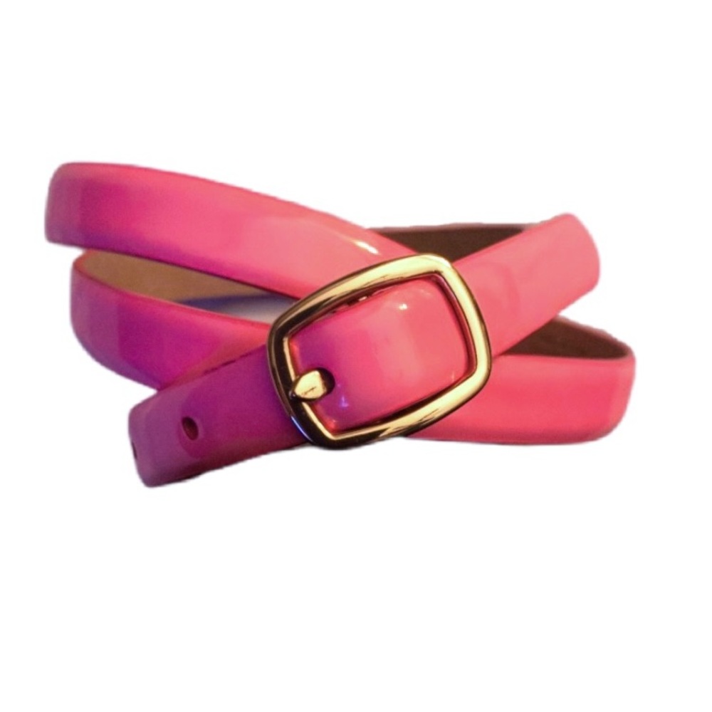 J. CREW Bright Pink Patent Leather Skinny Belt Size XS